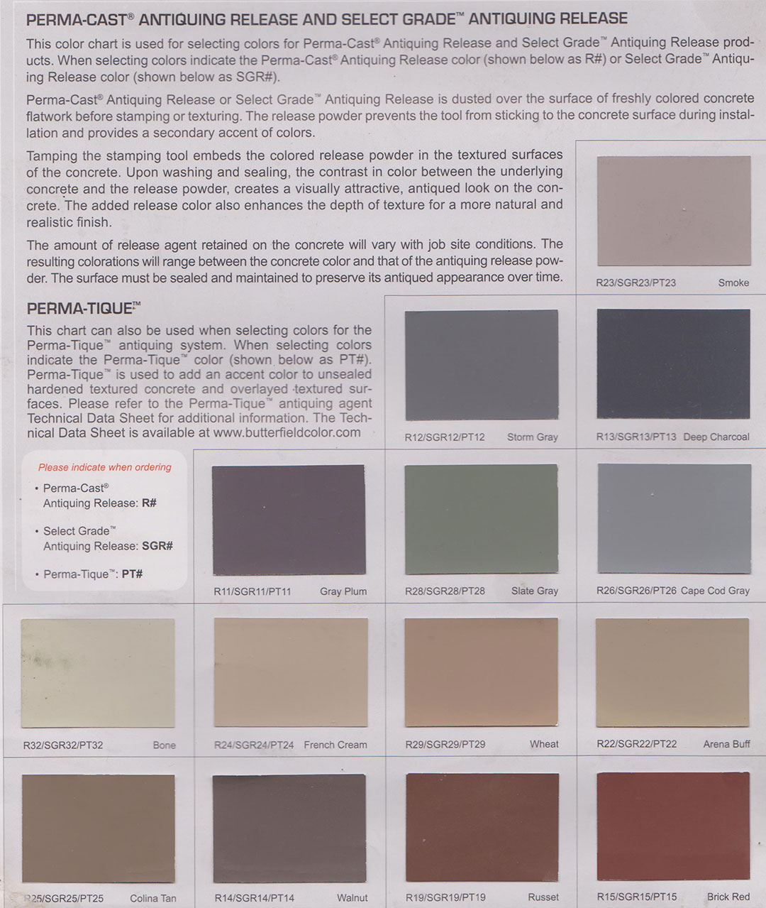 Concrete-Release Color Chart – Affordable Concrete Construction